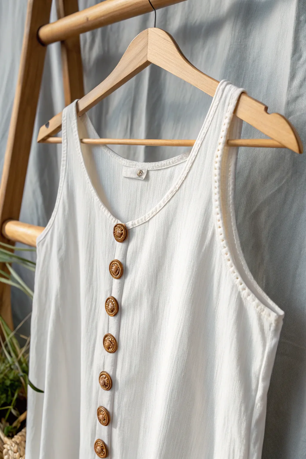 Elevate your style with a vintage twist! Discover the charm of upcycled button-front tank tops.