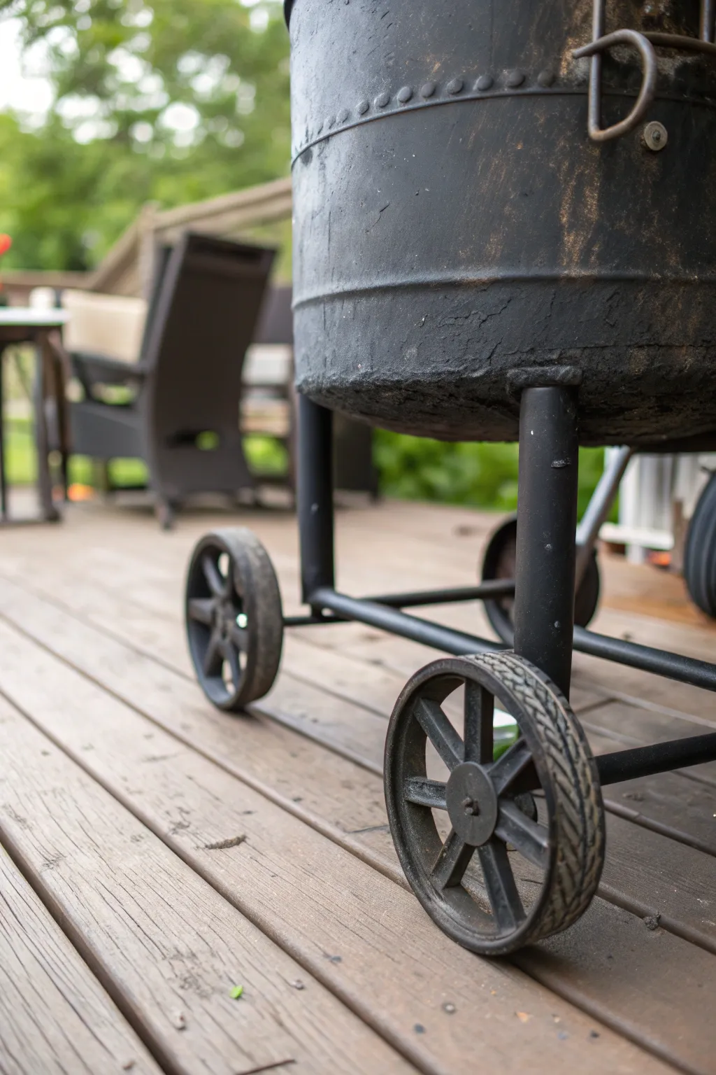 Roll Your BBQ Anywhere: Enhance your DIY drum smoker with wheels for effortless mobility.