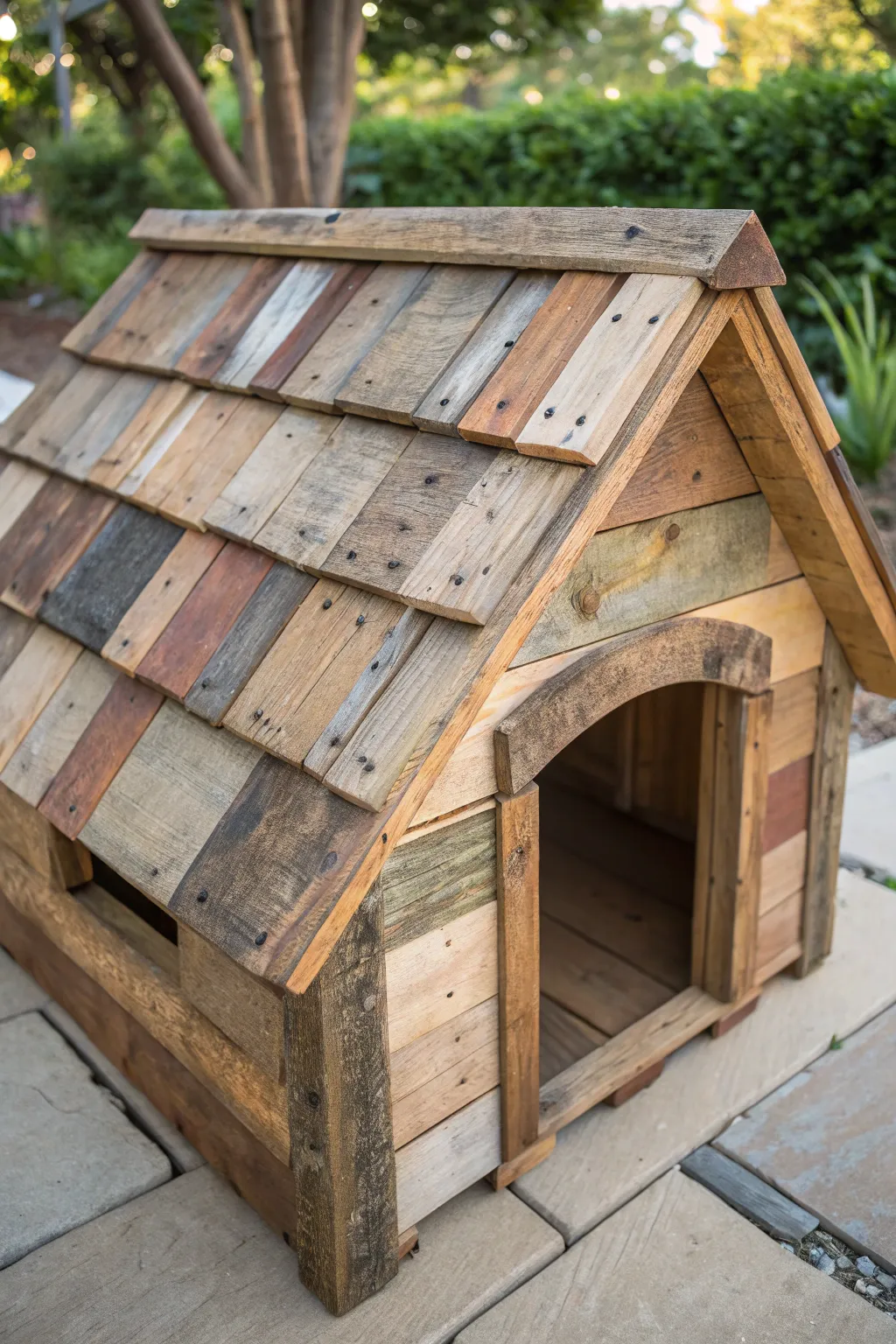 Give your pup a home with a history—reclaimed wood roofing that tells a story.