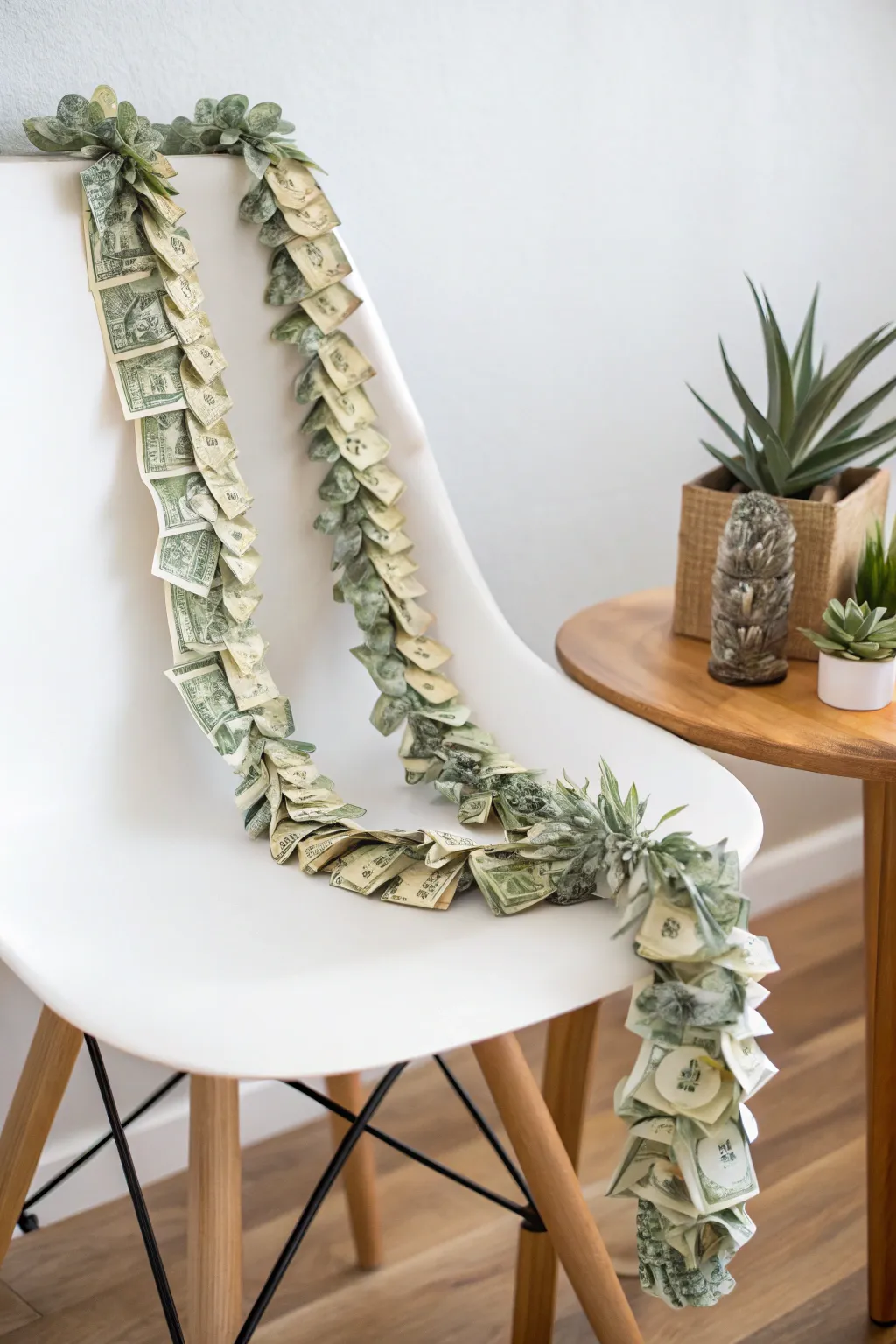 Celebrate achievements with a stunning money lei, where craftsmanship meets minimalist elegance.
