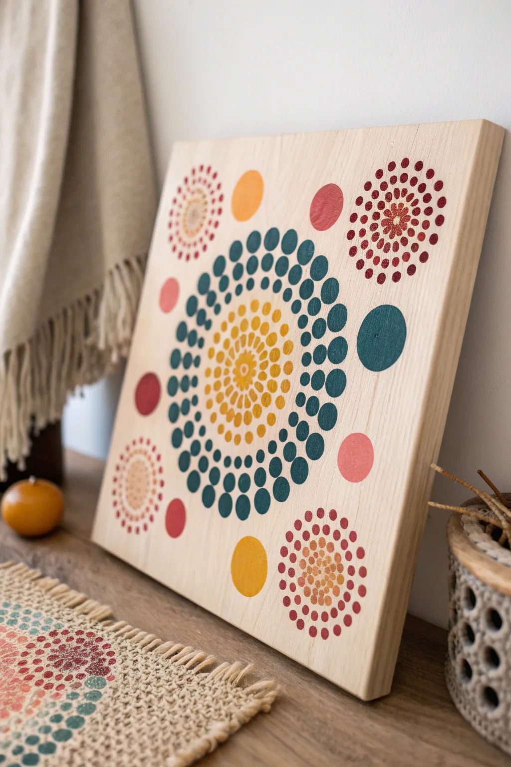 Embrace creativity with bold abstract dot patterns on a natural canvas. 🎨✨ #DotArt #ScandiBoho