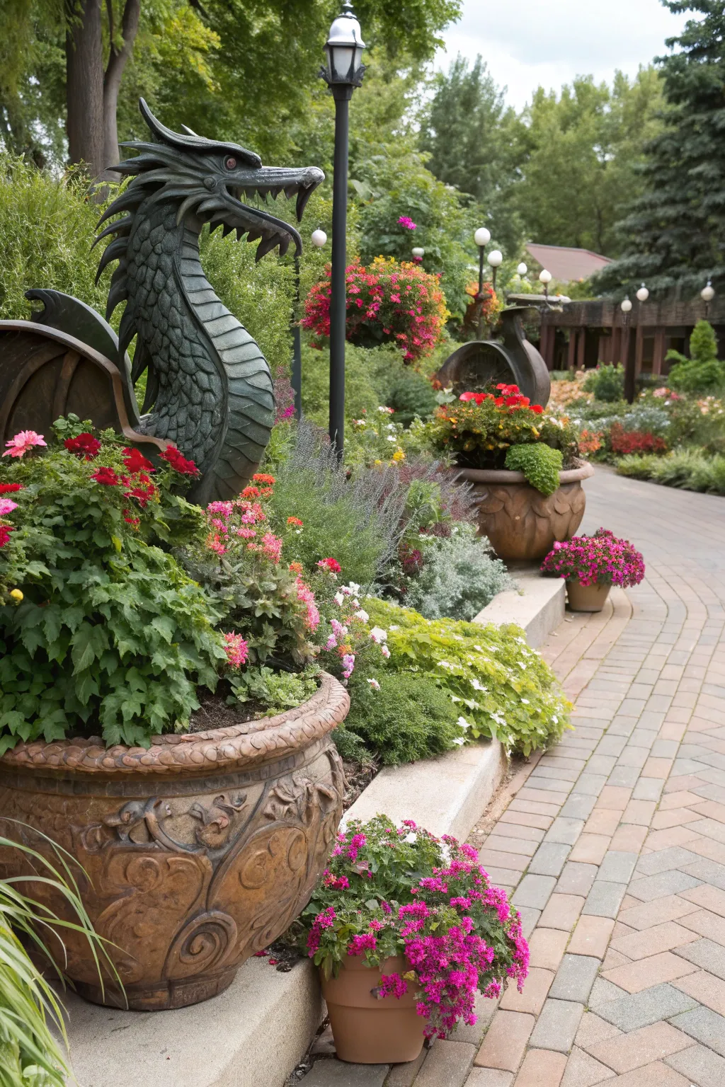 Dragon planters infuse gardens with whimsy.