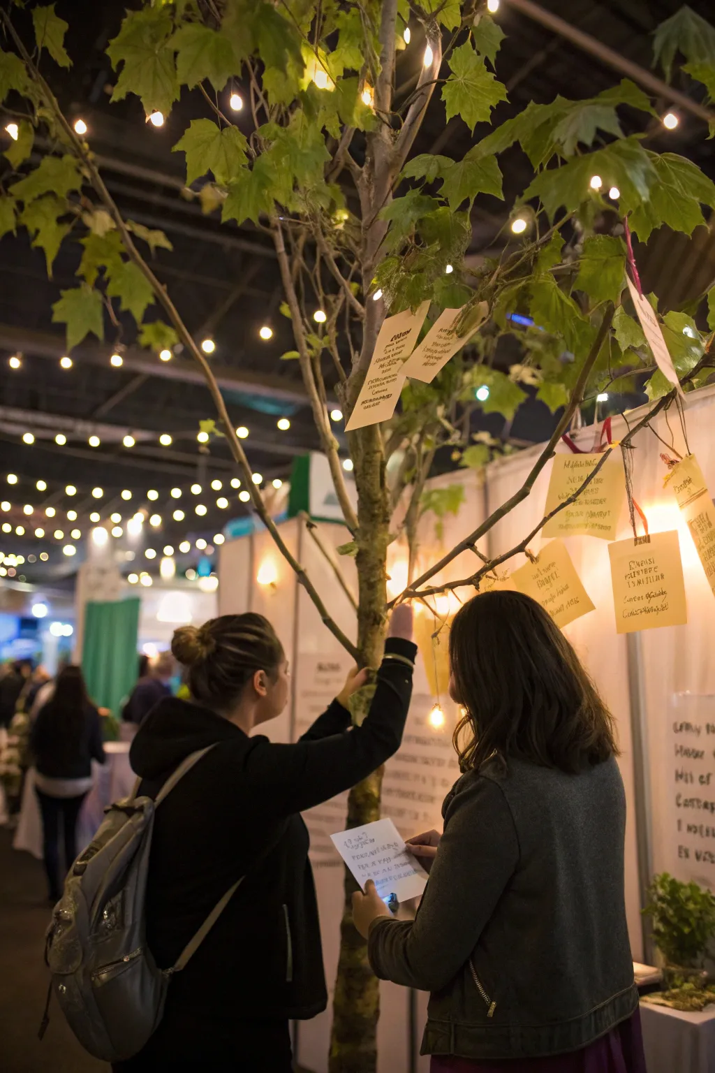 A growing tree of pledges symbolizes community commitment.