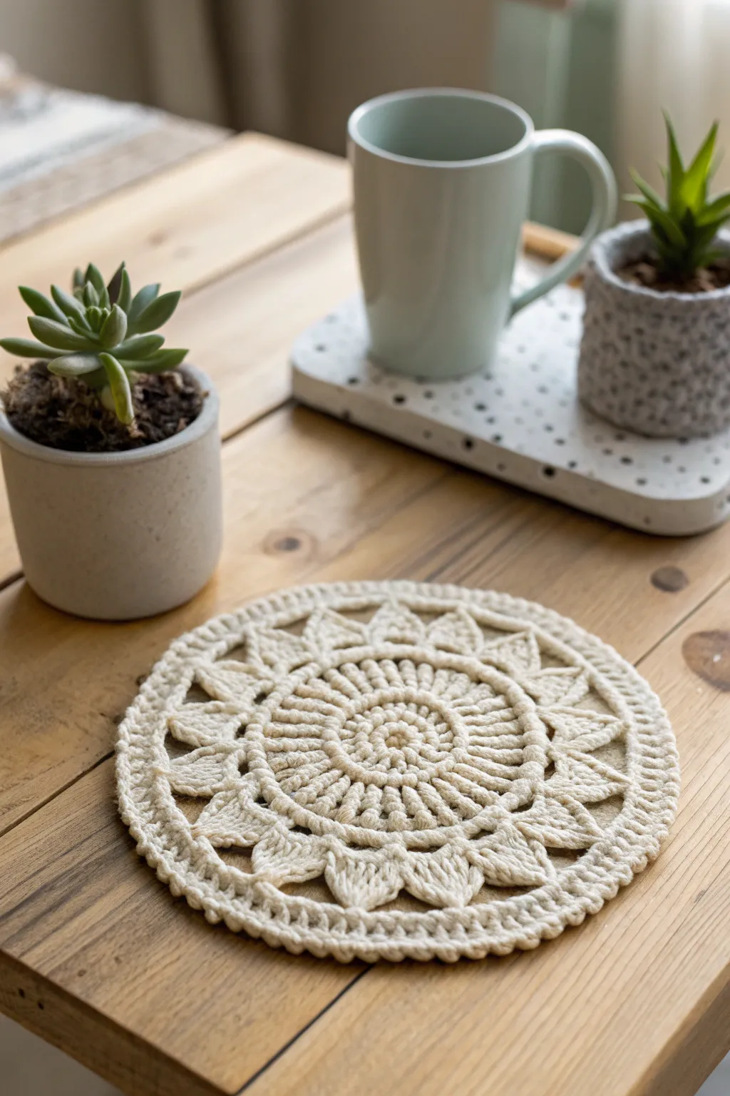 Elevate your coffee table with the elegance of handcrafted crochet coasters. Perfectly minimal, yet beautifully intricate.