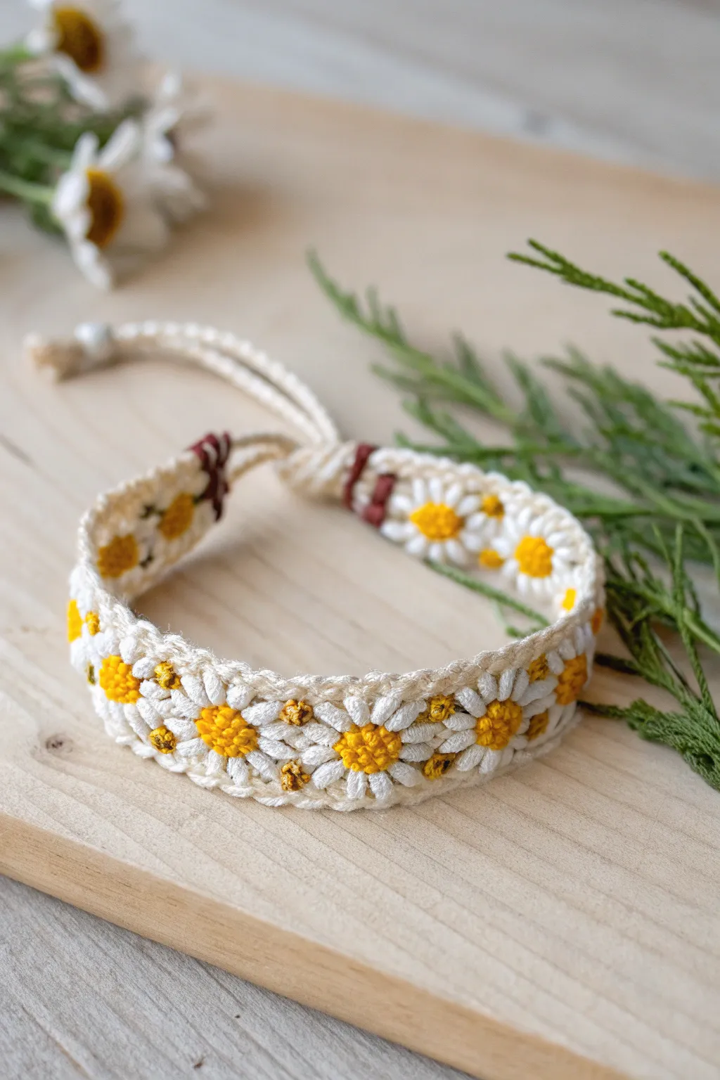 Embrace nature on your wrist with this charming Daisy Chain friendship bracelet, a perfect blend of simplicity and bold elegance.