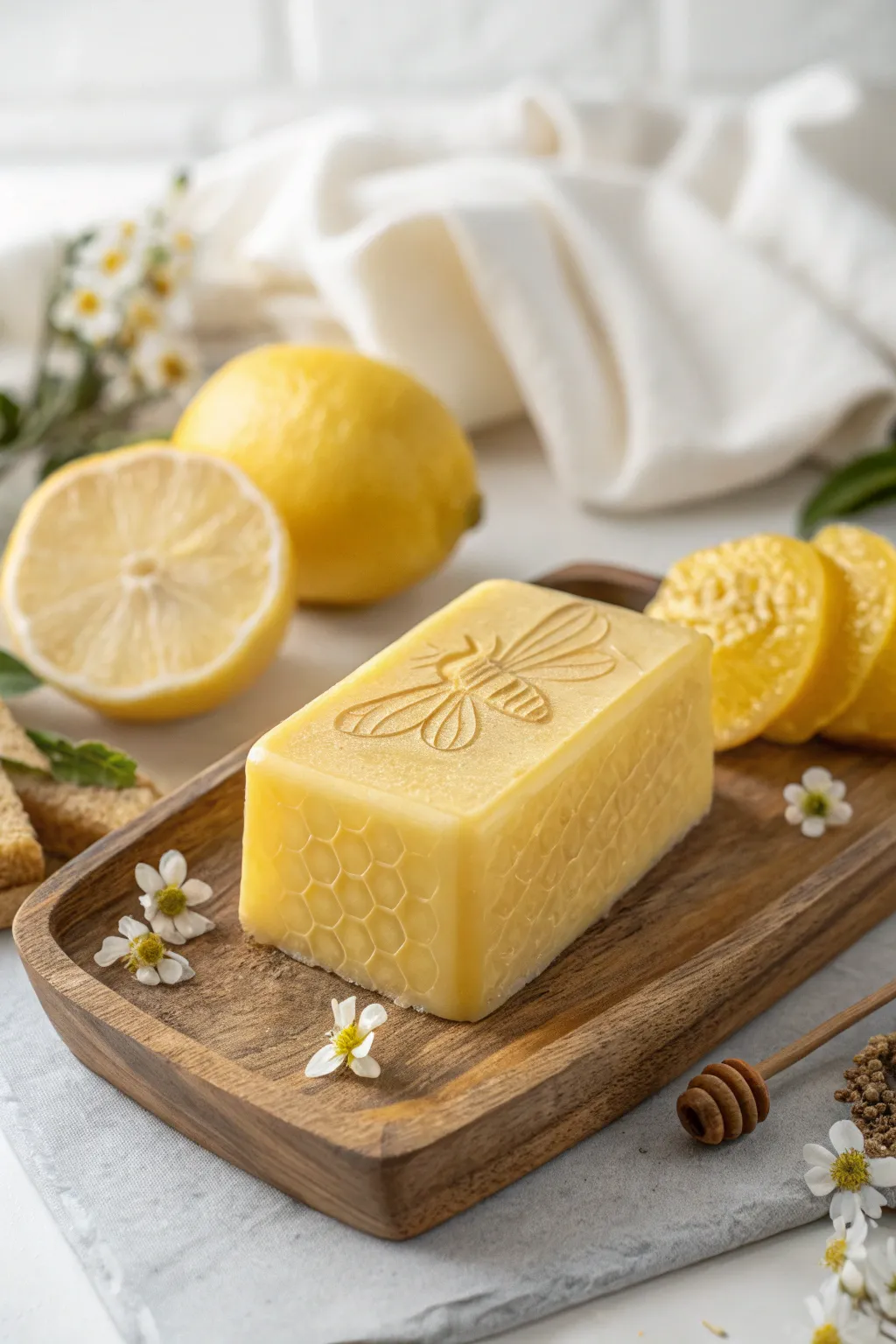 Delight your mom with this handcrafted honey lemon soap, a perfect blend of natural beauty and refreshing fragrance.