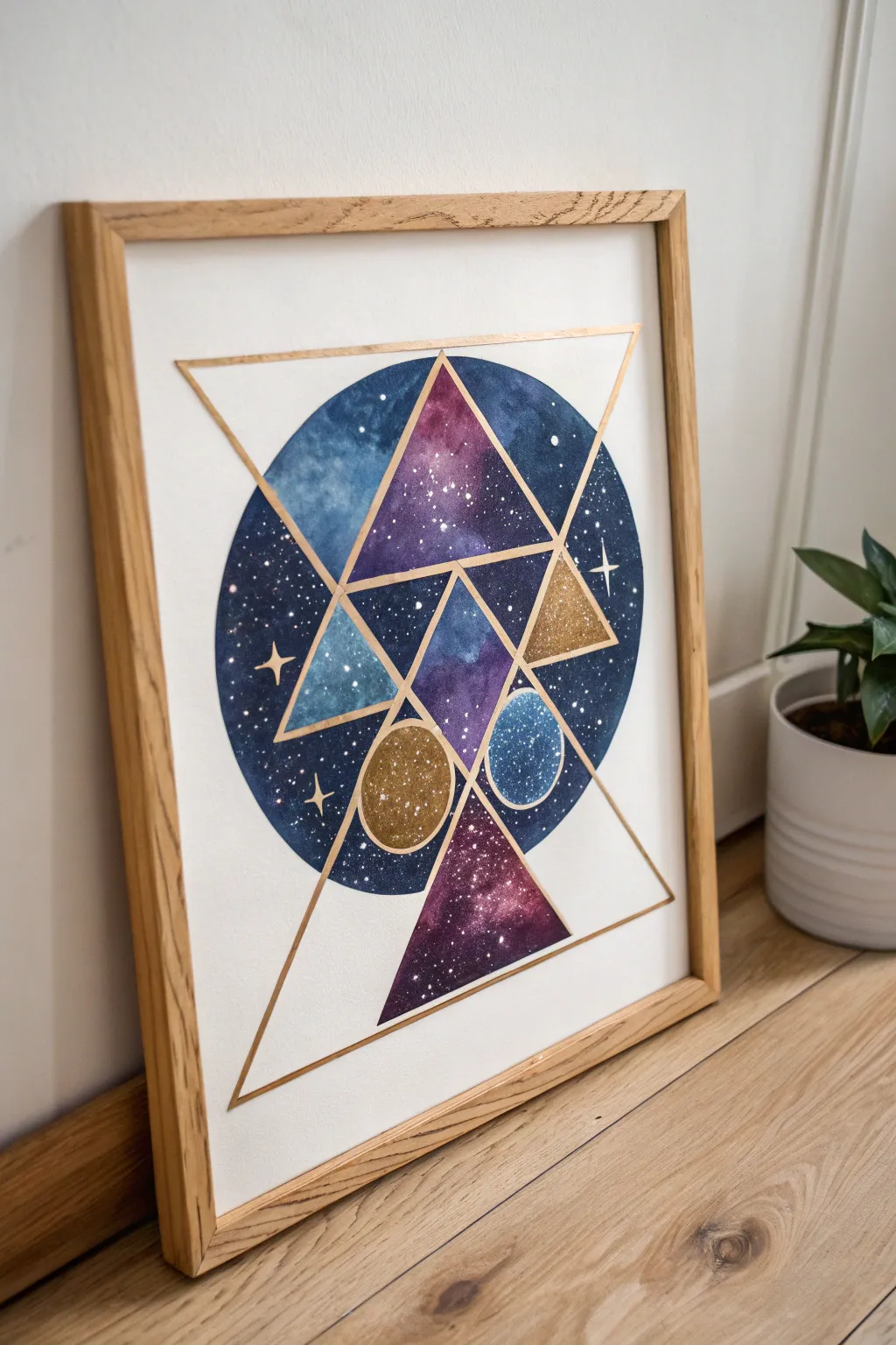 Explore the cosmos with a modern geometric twist—perfect for the minimalist at heart.