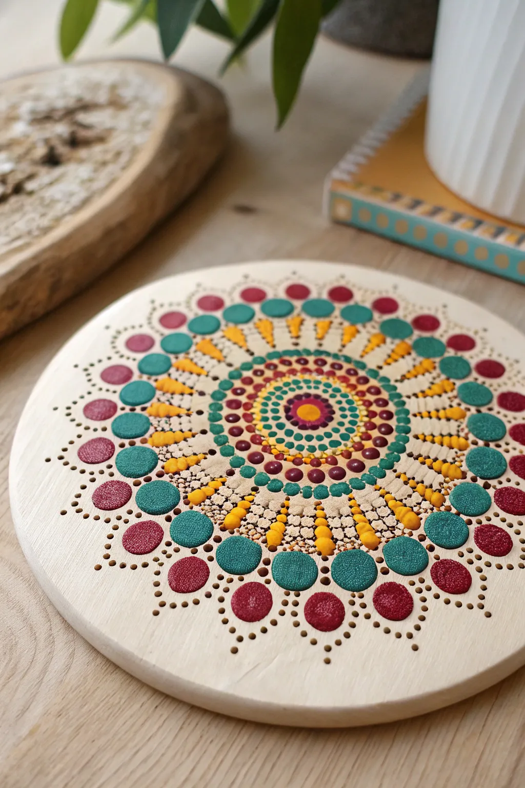 Lose yourself in the serene art of dot mandalas, where each dot brings tranquility and beauty into focus.