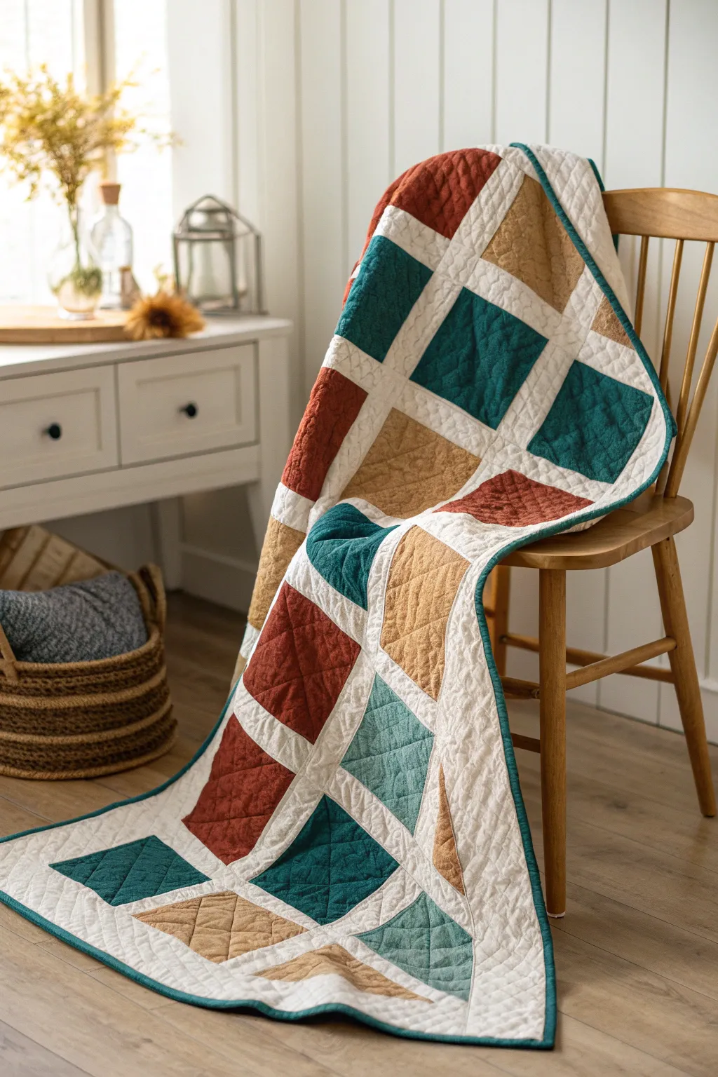 Elevate your quilting game with Simple Sashed Squares – where minimalism meets bold beauty.
