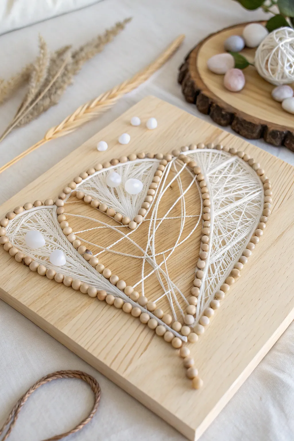 Elevate your space with the rustic charm of layered textures in string art. 🌿✨