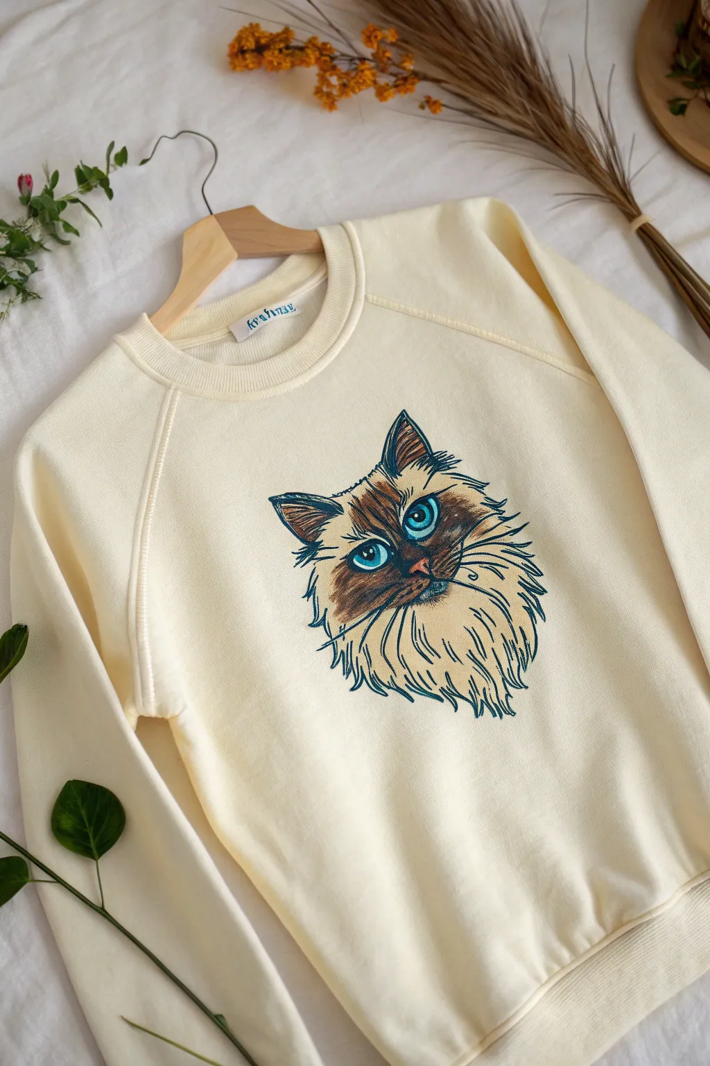 Keep your furry friend close with a stunning custom pet portrait embroidery that combines minimalist elegance with a boho flair.