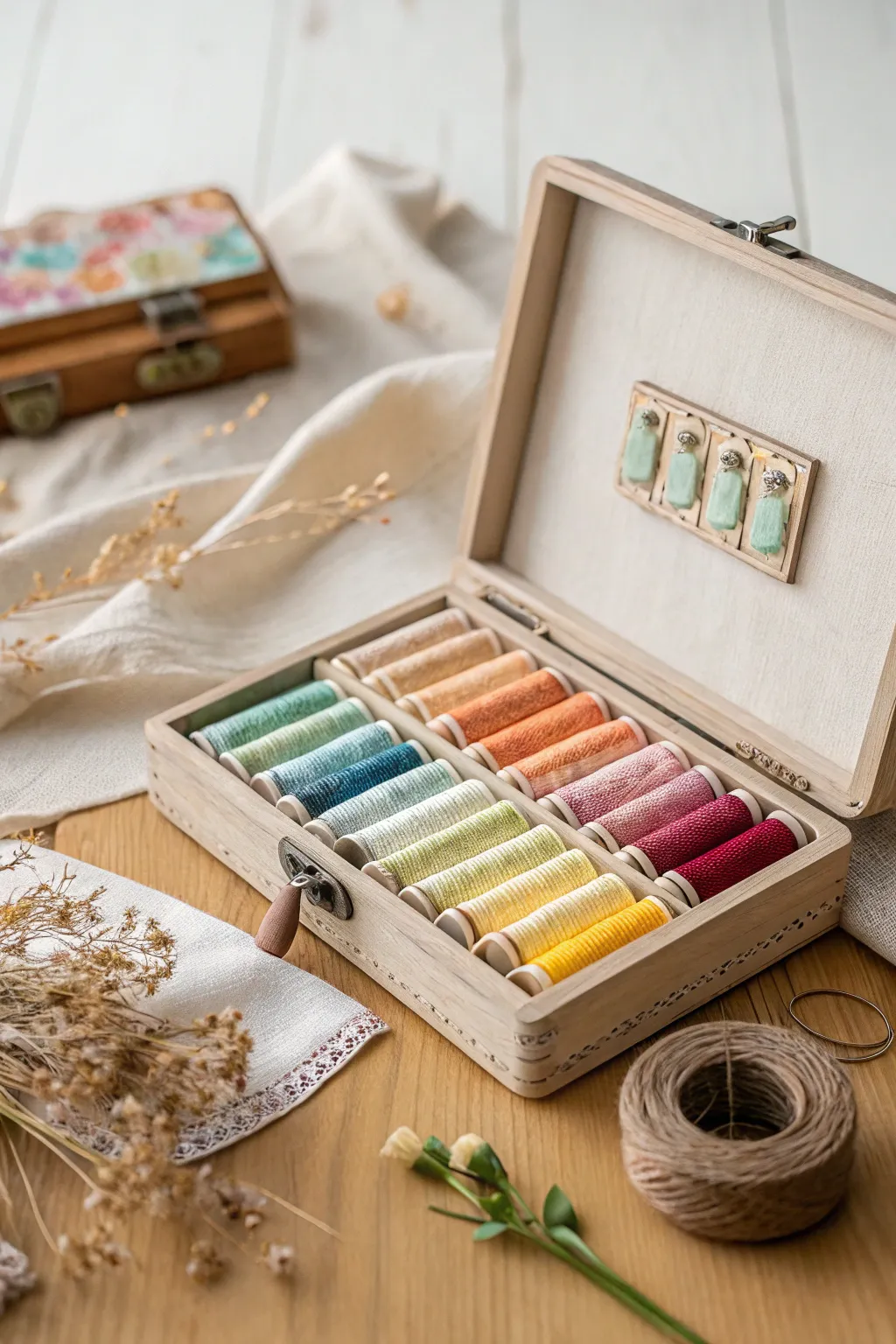 Carry creativity with you: A portable thread caddy crafted for the modern artisan.
