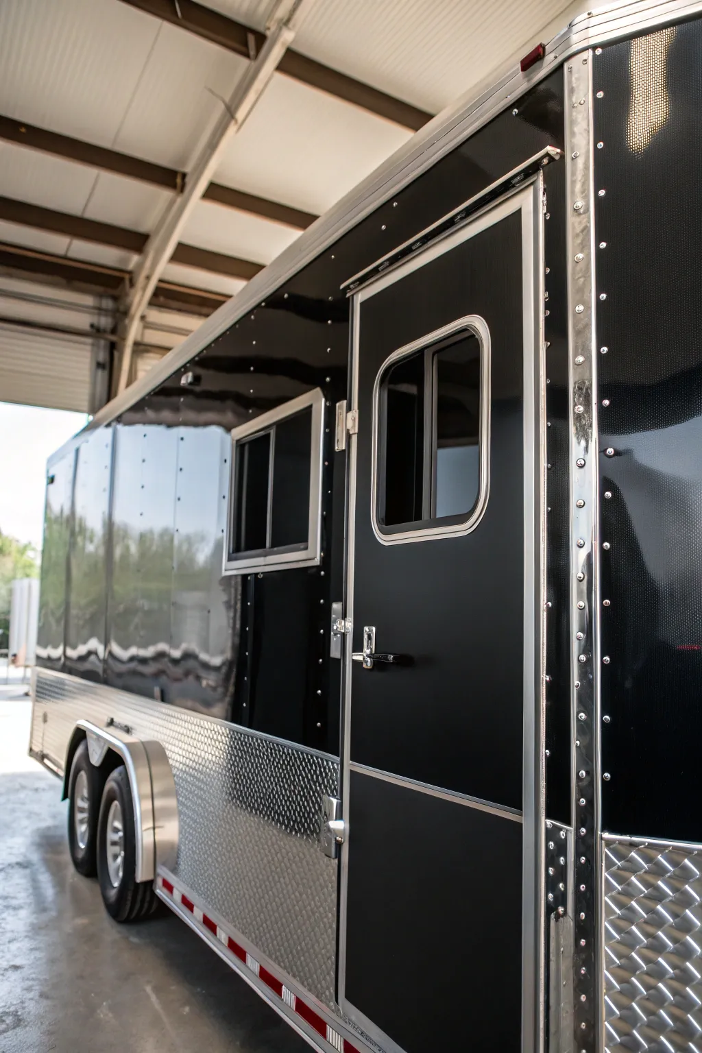 Elevate your trailer's interior with the subtle allure of metallic accents for a touch of understated glamour.