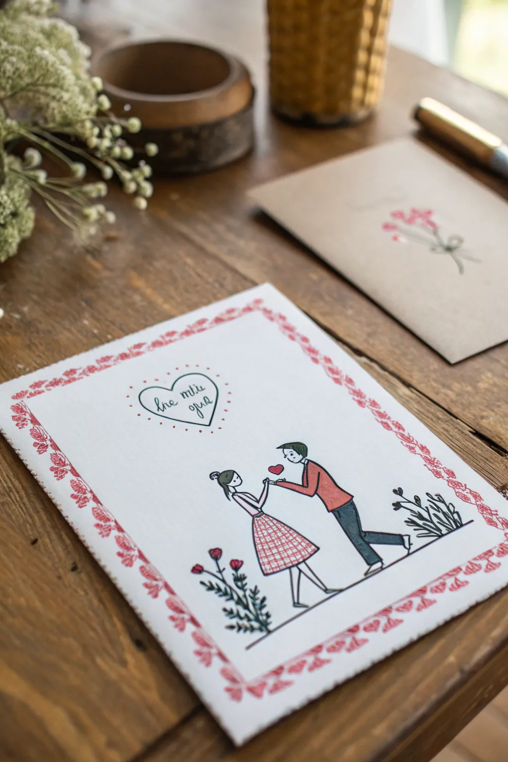Whimsical charm meets minimalist elegance in this handcrafted engagement card. Perfect for capturing special moments with a playful touch.