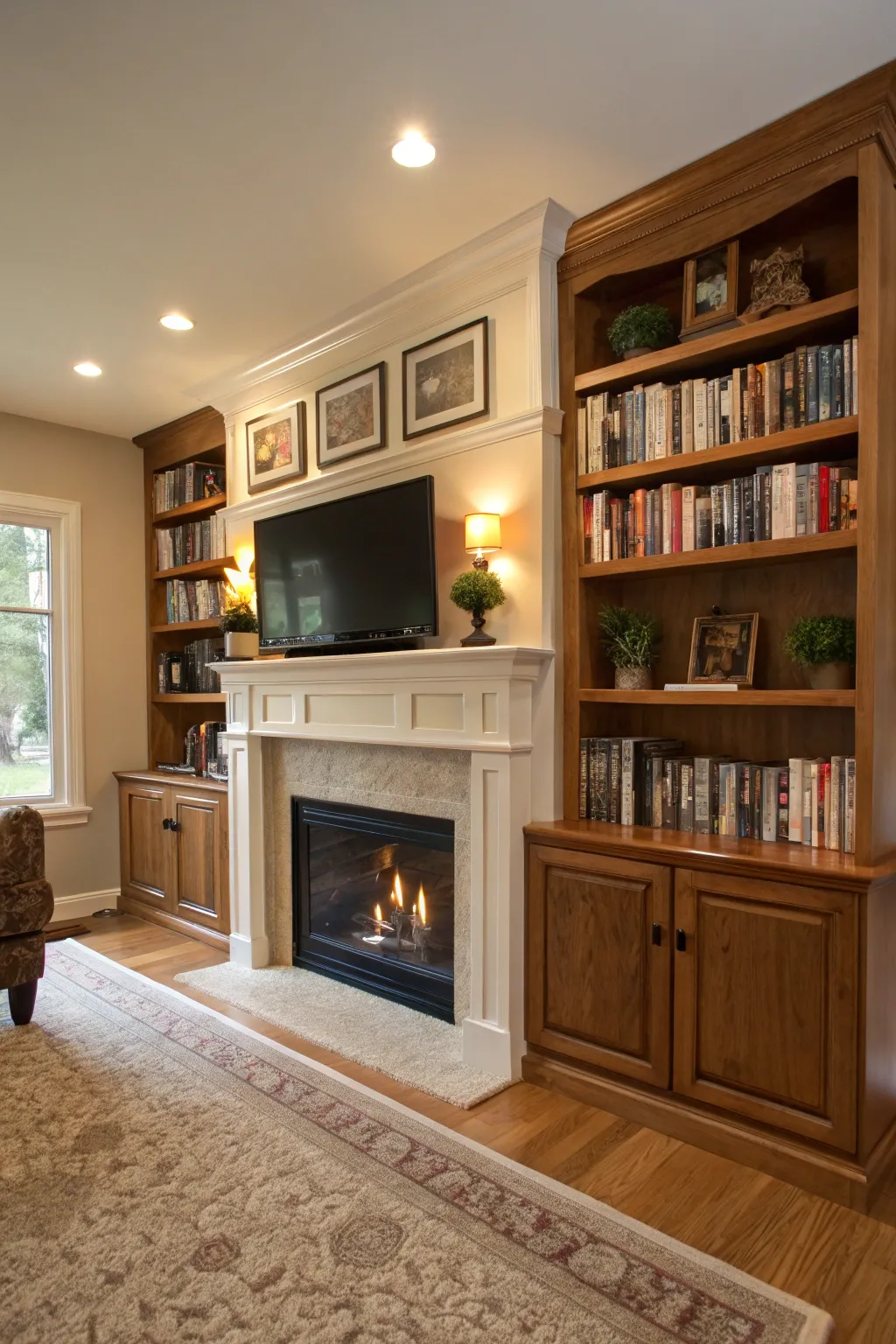 A seamlessly integrated fireplace enhancing the living space.