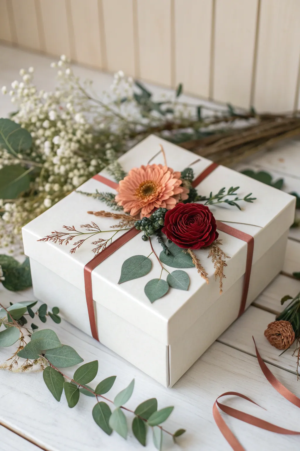 Unwrap the beauty of nature with a minimalist gift box surprise.