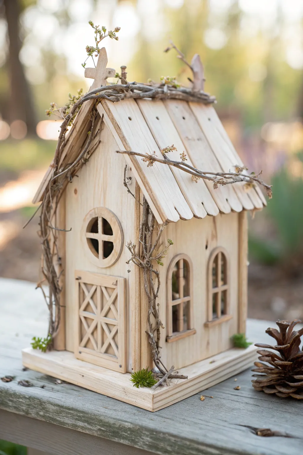 Peek into a fairy's world with this charming minimalist birdhouse, where simplicity meets magic. 🌿✨