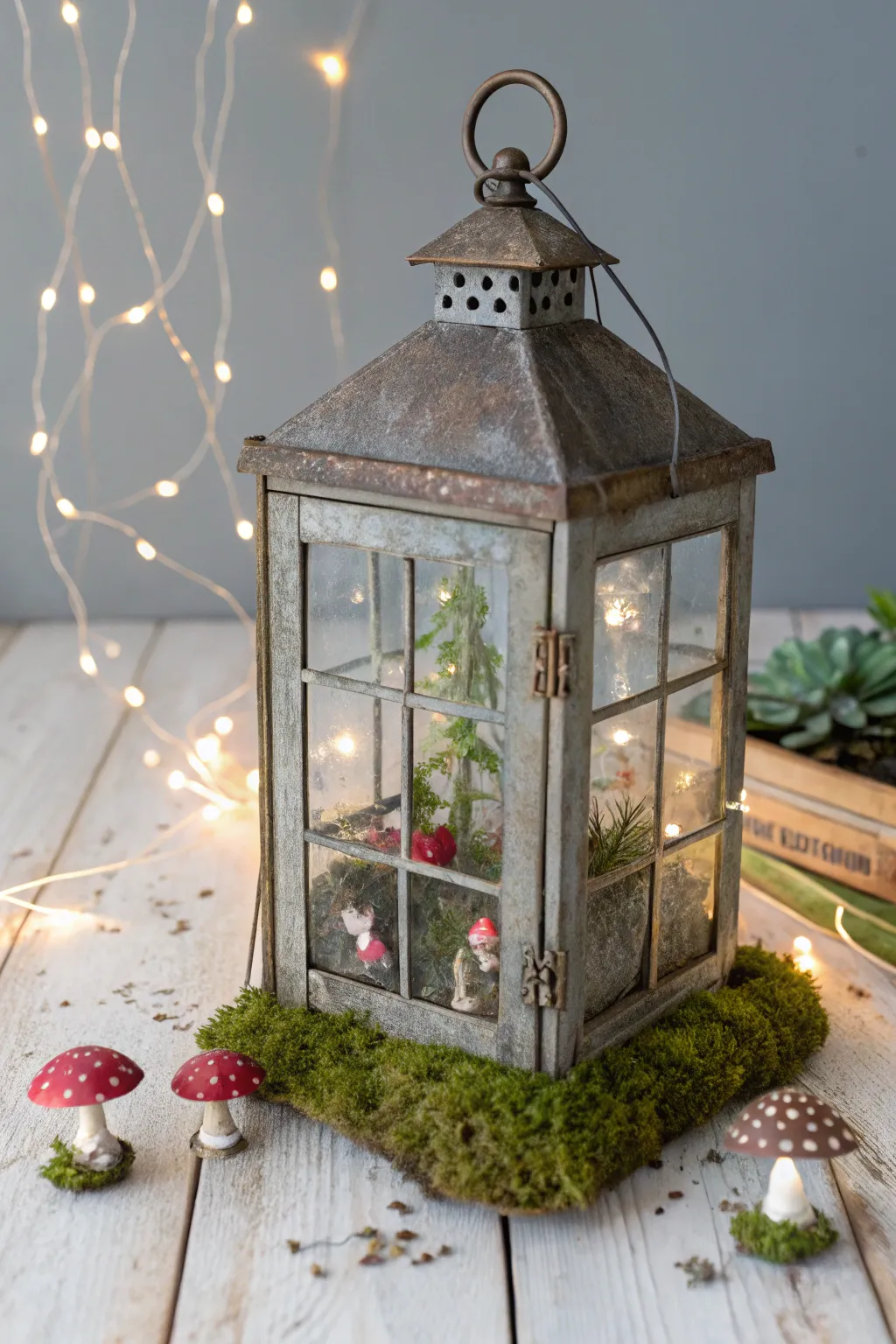 Turn an old lantern into a magical fairy retreat—perfect for adding a touch of whimsy to any corner of your home.