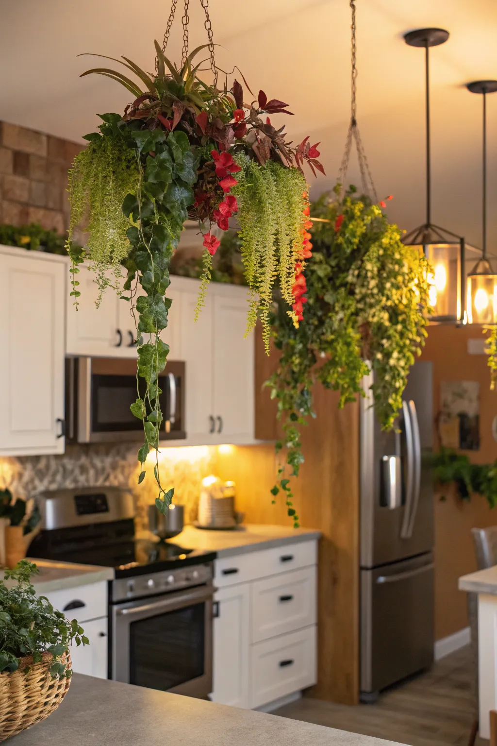 Hanging artificial plants can bring life to any room.