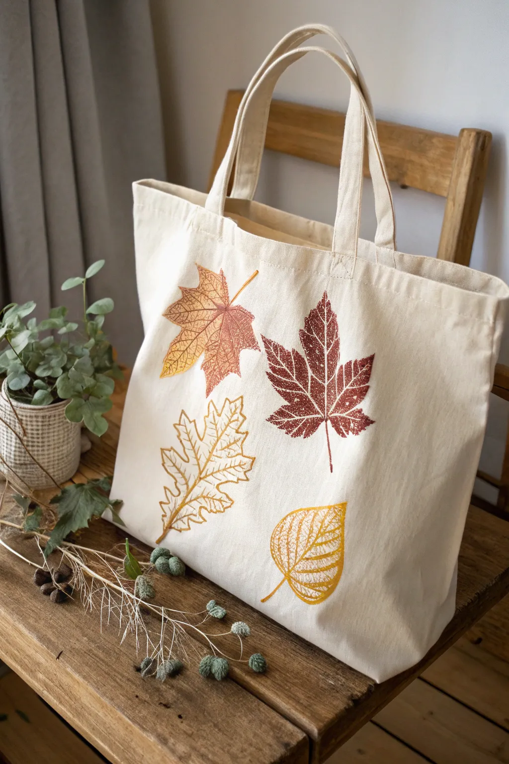 Embrace autumn with a nature-inspired tote. Perfect for the season, this handcrafted accessory combines simplicity and elegance. 🍁