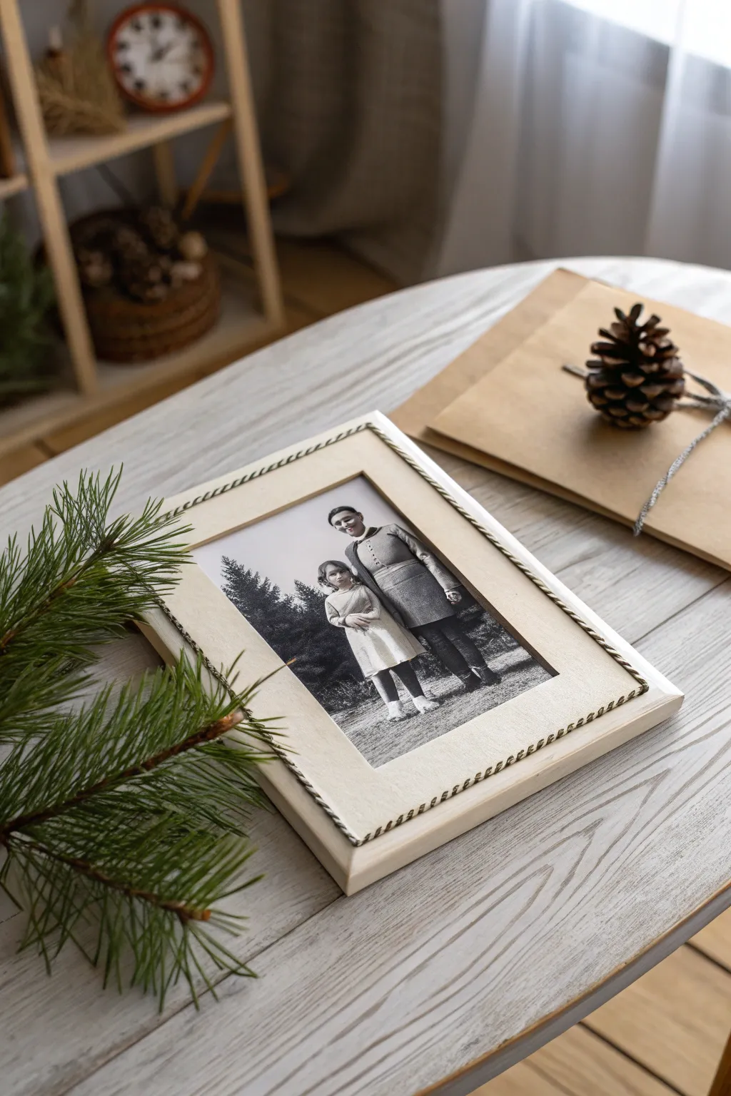 Timeless elegance meets minimalist beauty in this classic black and white Christmas card.