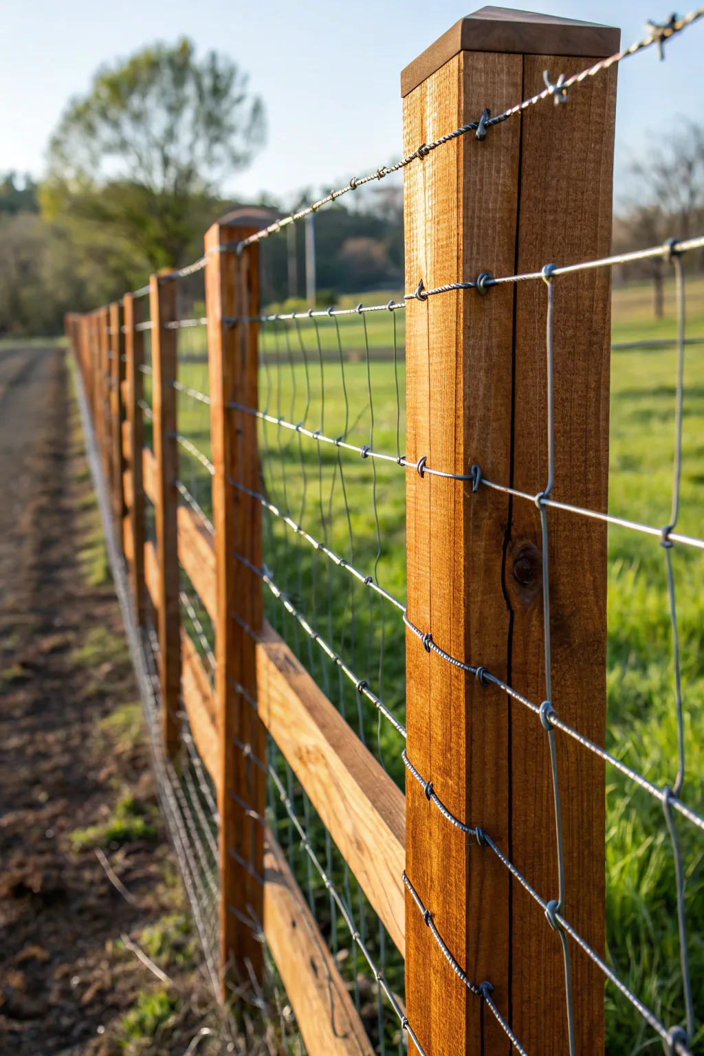 A perfect blend of strength and style: the wire and wood fence for the modern farm.