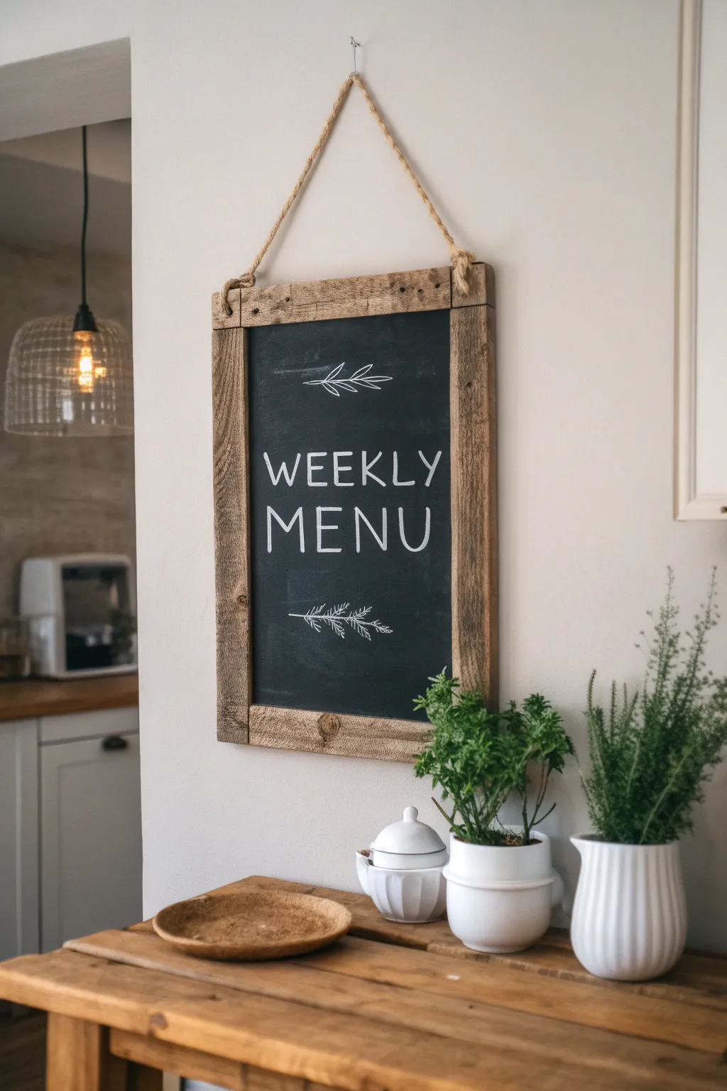 Elevate your kitchen organization with a charming farmhouse chalkboard menu—where simplicity meets style.