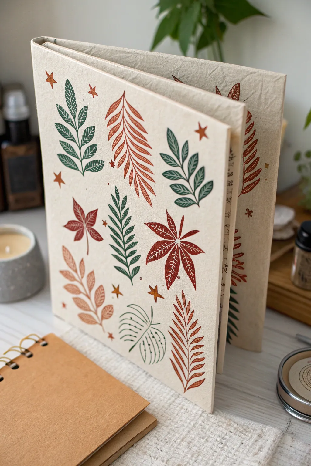 Embrace simplicity and nature with these stunning leaf and star motifs, perfect for a touch of earthy elegance in your workspace.