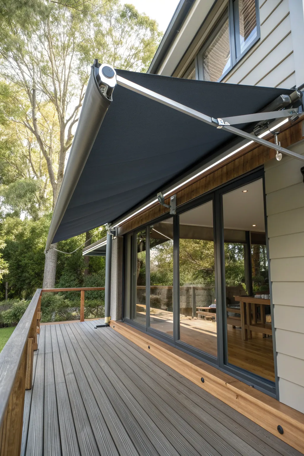 Effortless style and practicality: Transform your porch with a retractable awning.