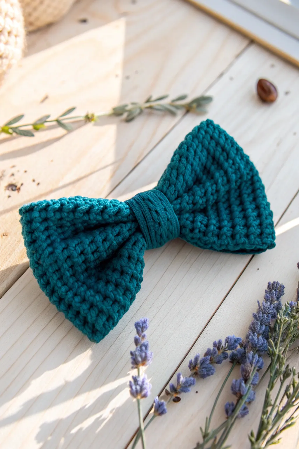 Add a touch of elegance to your look with this handcrafted French knitted hair bow.