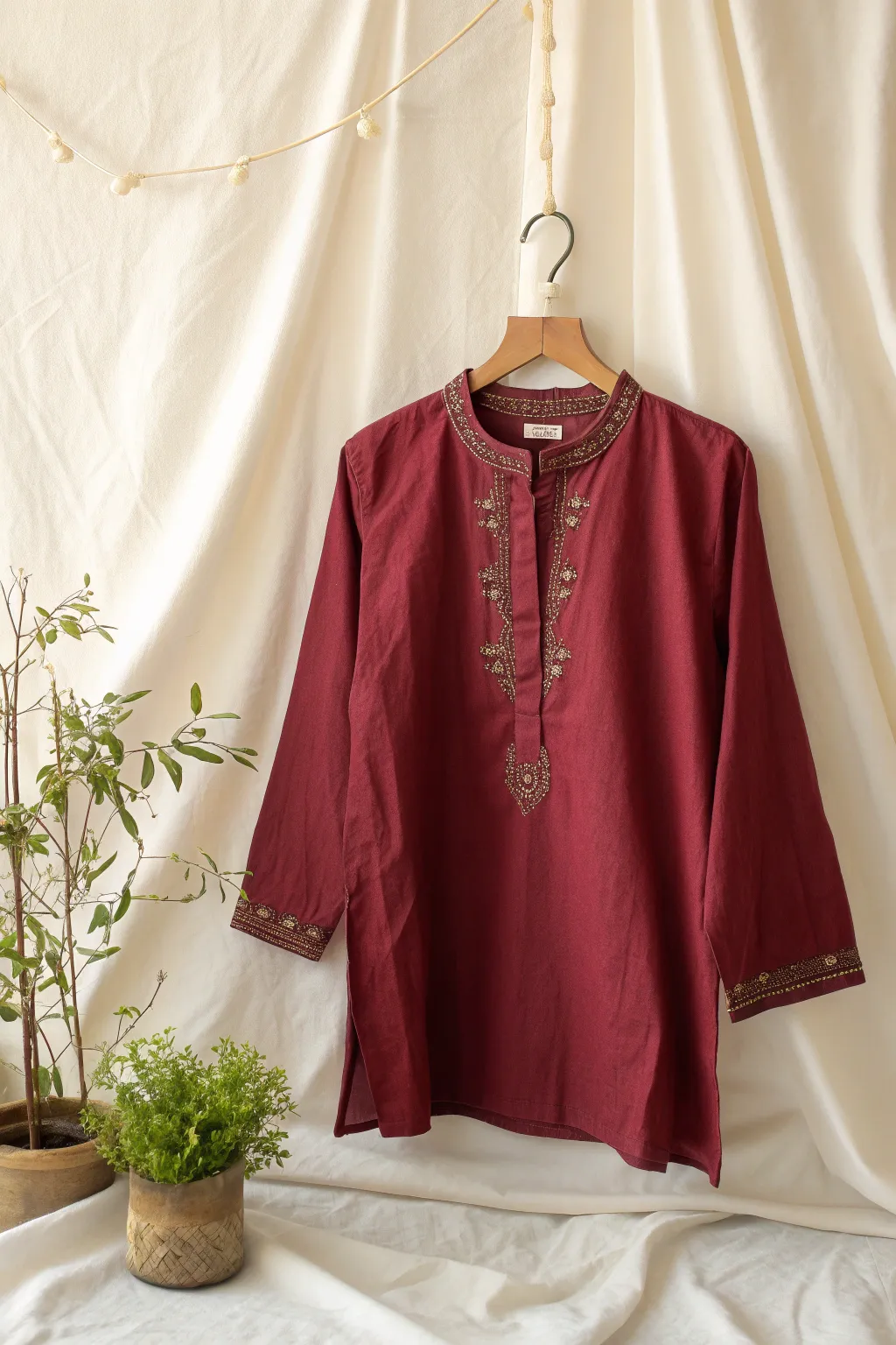 Embrace fall's warmth with a Cranberry Crush shirt—where simplicity meets striking color.