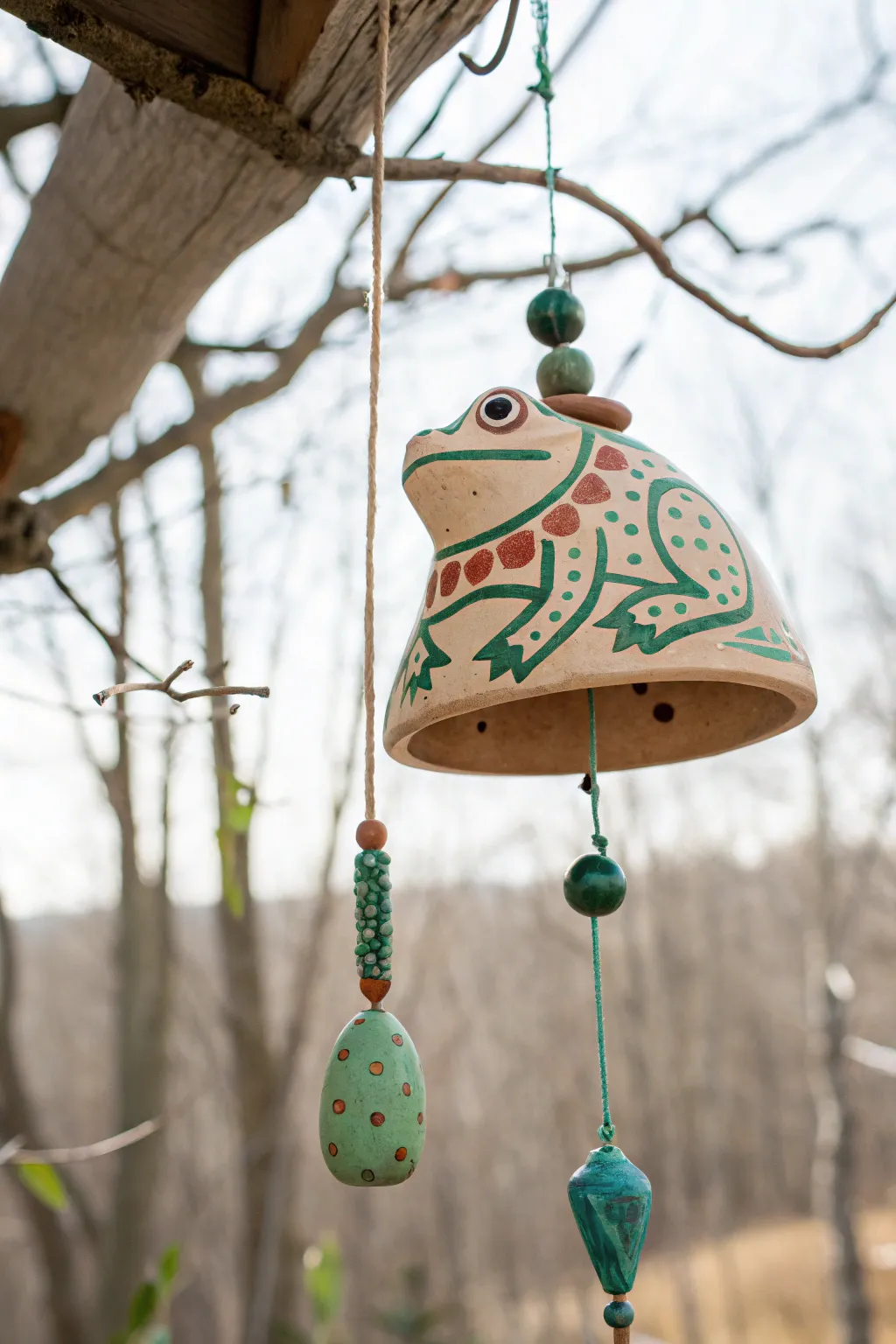 Let the gentle melodies of this frog wind chime bring a touch of artistry and tranquility to your space.