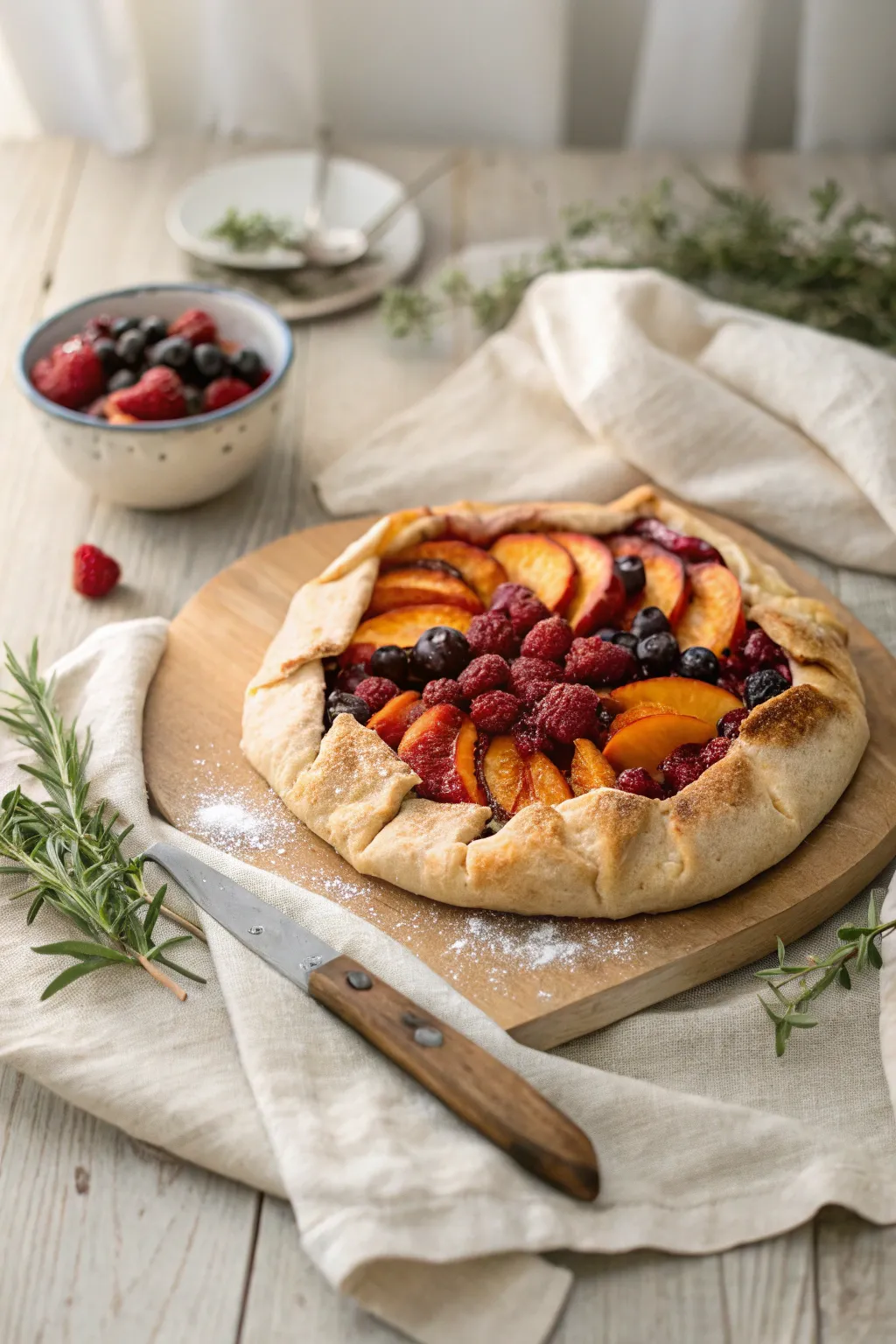 Embrace the charm of imperfection with this rustic freeform fruit tart.
