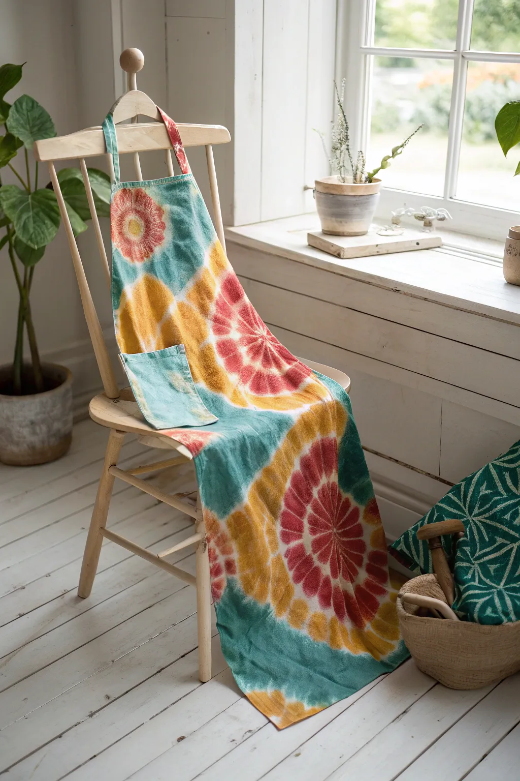 Elevate your culinary style with a stunning tie-dye apron that blends artistry with function.