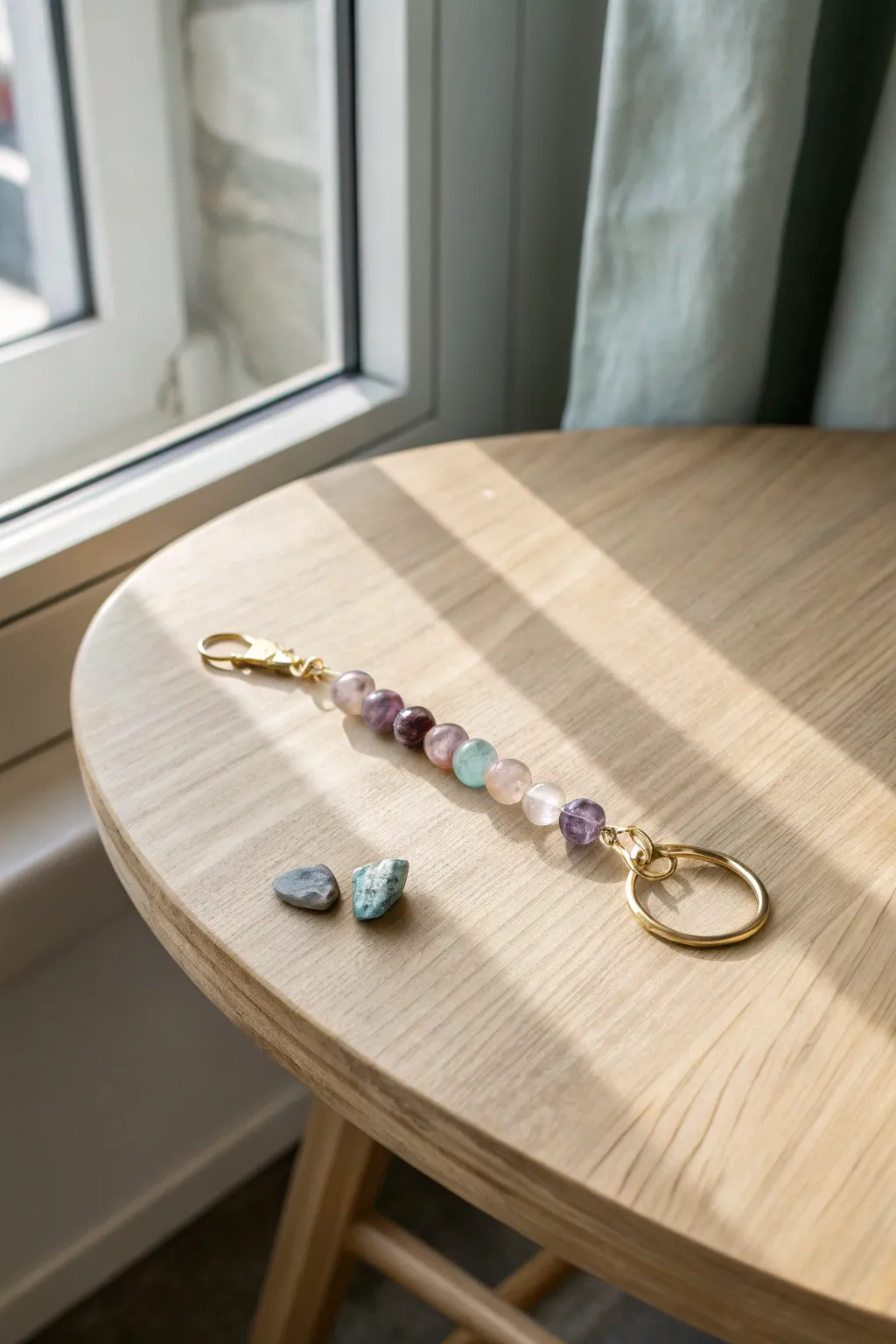 Elevate your everyday essentials with a touch of natural beauty—discover our gemstone chip keychain.