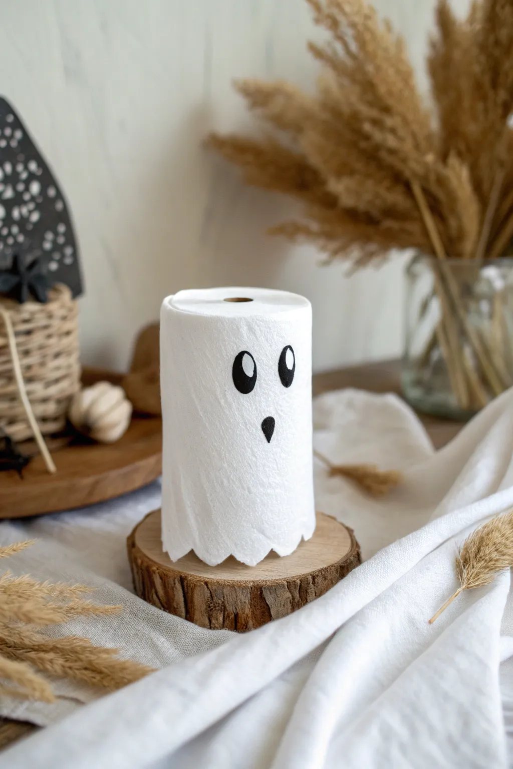 Elevate your Halloween decor with minimalist charm: Meet your new favorite table companion, the Toilet Roll Ghost!
