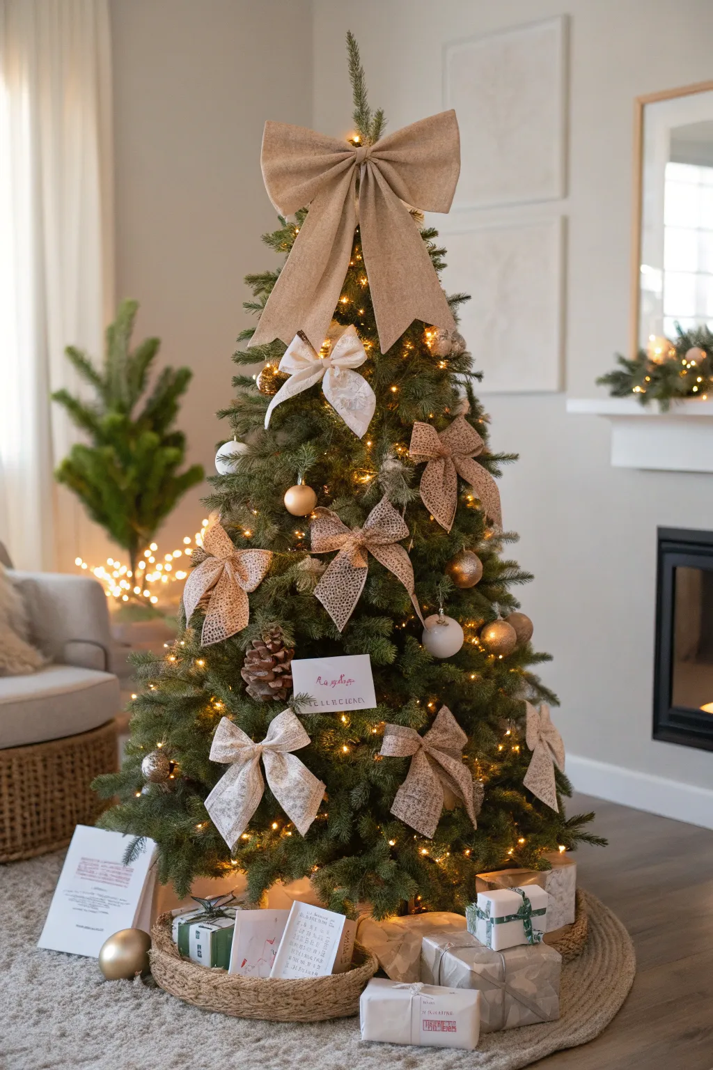 Elevate your holiday decor with elegant bow accents for a festive and minimalist touch.