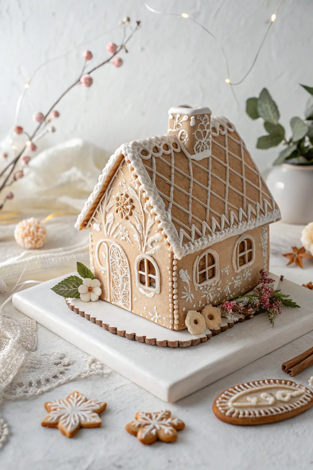 Whimsical elegance meets minimalist design in this handcrafted clay gingerbread house. Perfect for adding a touch of magic to your decor.