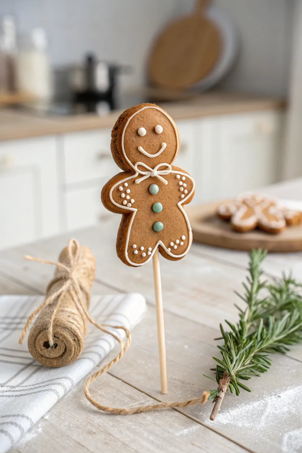 Whimsical Gingerbread Man Cake Pop - A Sweet Touch of Scandinavian Simplicity!