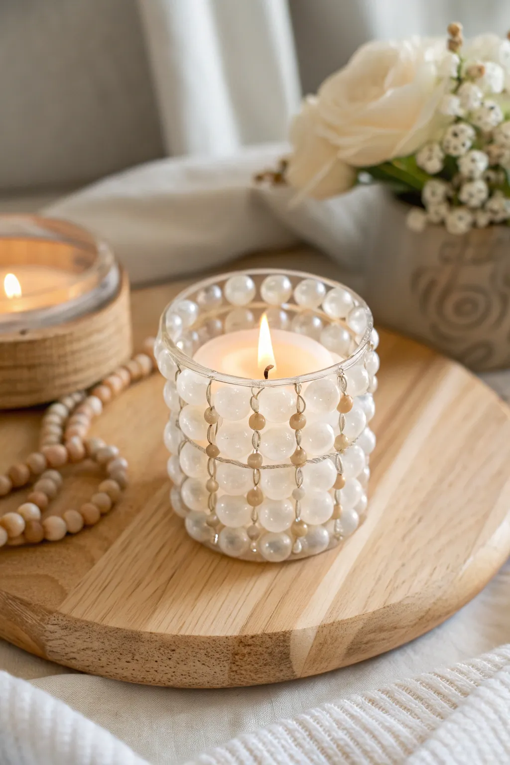 Elevate your space with these chic glass bead candle holders, blending minimalist elegance with a cozy boho charm.