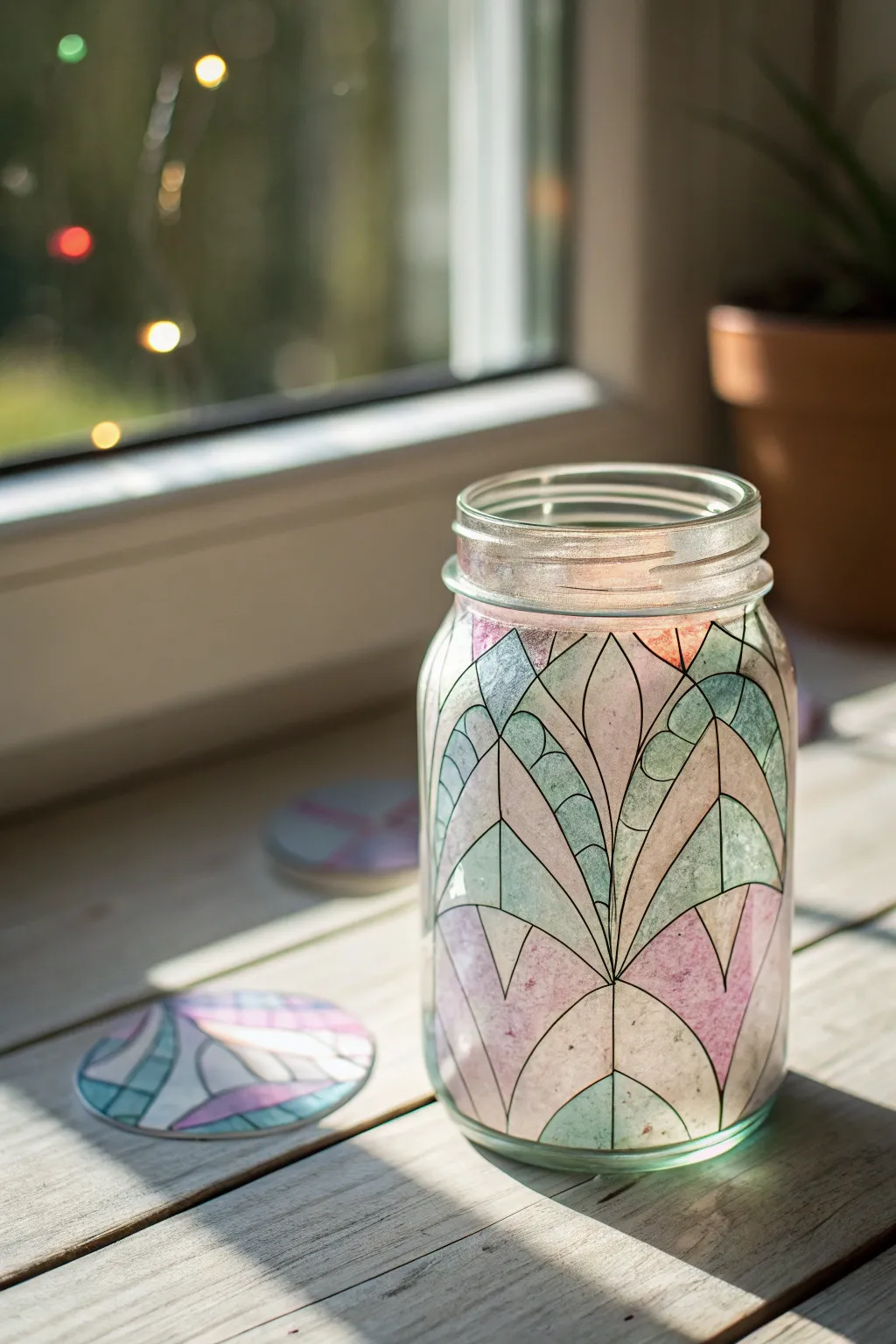 Capture the sunlight with this beautiful faux stained-glass jar.