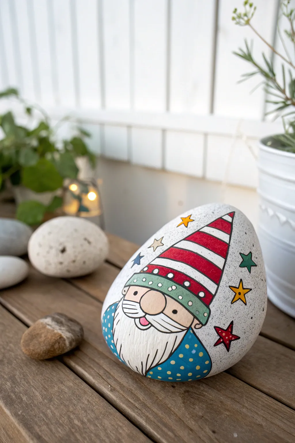 Embrace whimsy with this charming gnome rock, where creativity meets minimalist elegance.