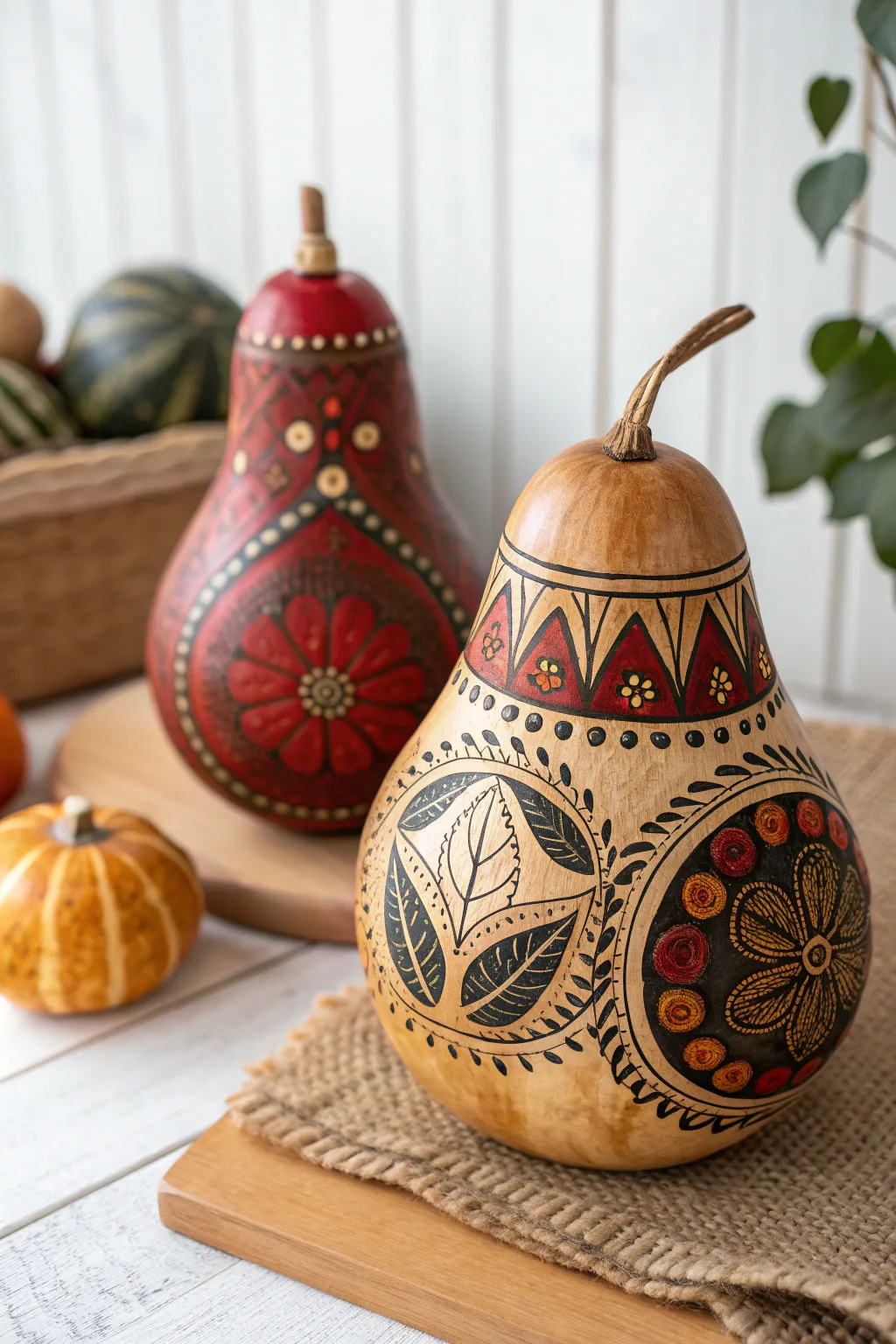 Discover the harmonious blend of nature and sound with this exquisitely crafted gourd shaker.