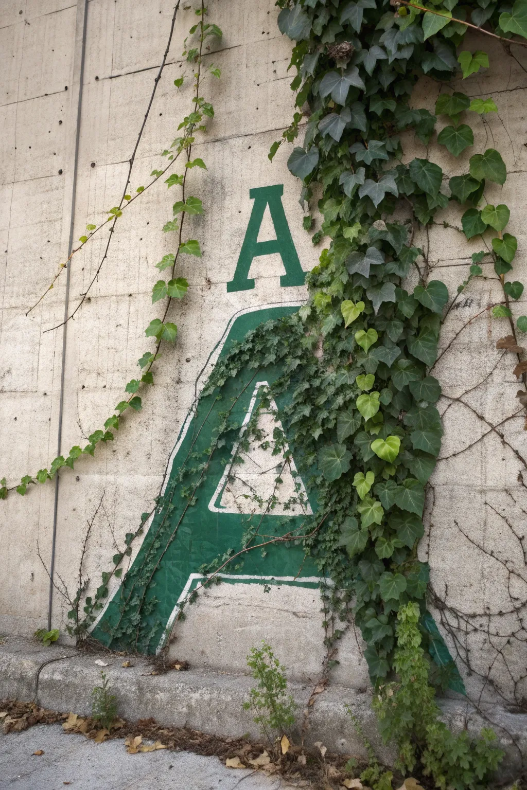 Nature meets urban art: A graffiti letter 'A' elegantly adorned with lush greenery.