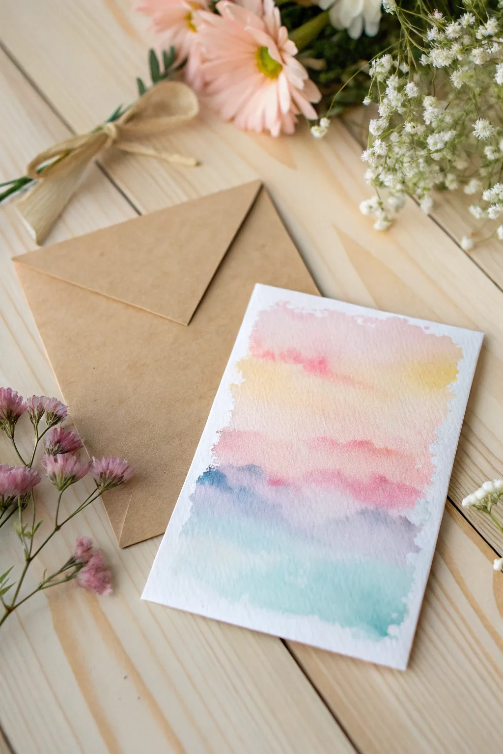 Embrace the beauty of simplicity with a dreamy watercolor wash greeting card.