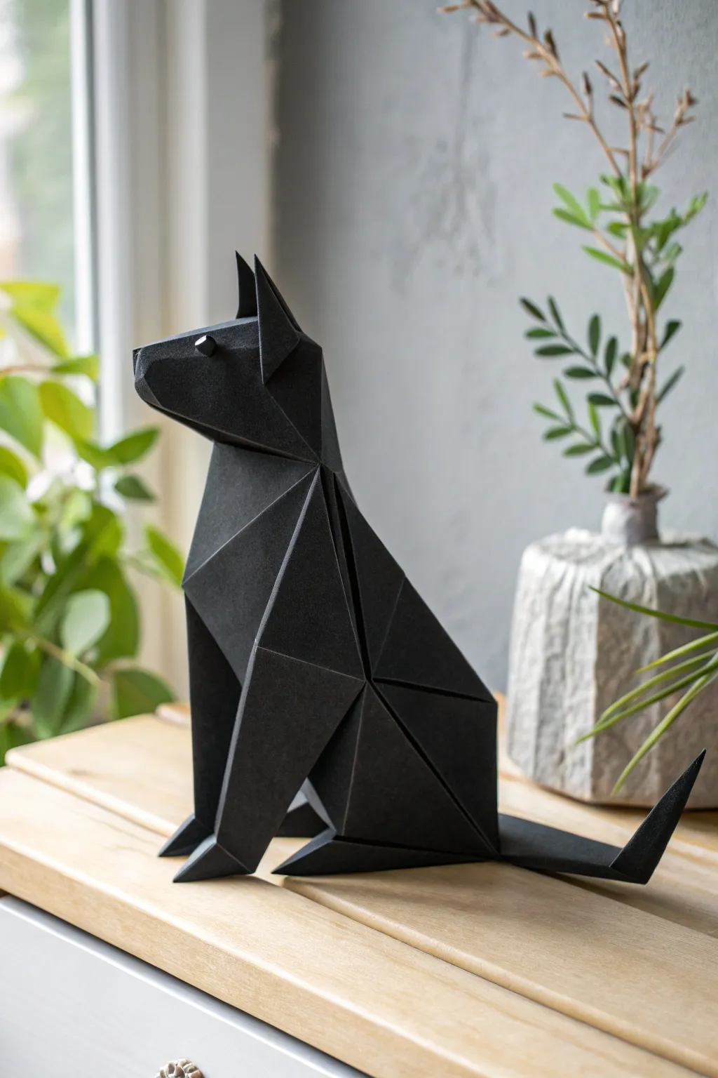 Craft your own Halloween magic with this charming origami black cat – a simple yet striking decoration for the spooky season!