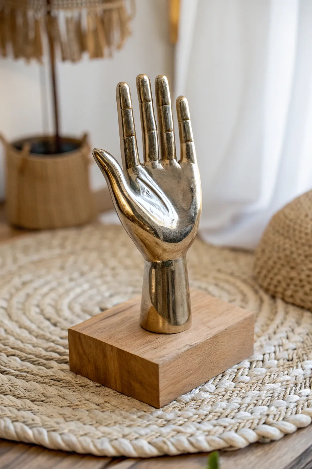Elevate your decor with this chic metallic hand sculpture—where minimalist design meets bold elegance.