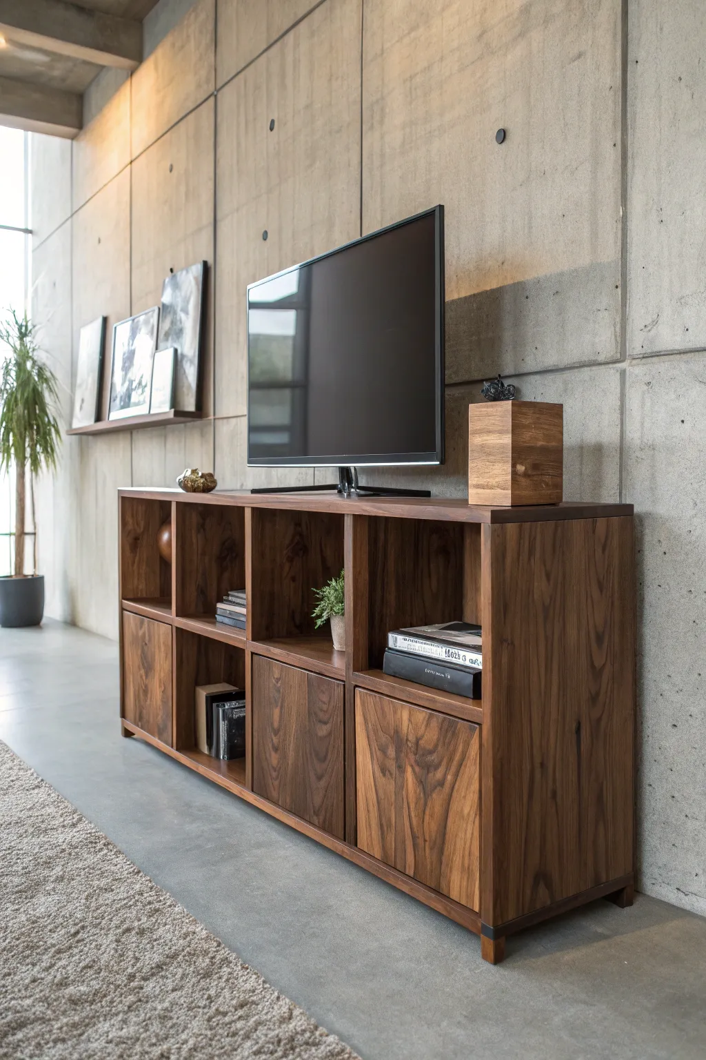 Transform your living space with this sleek and versatile modular cube TV stand, where craftsmanship meets modern design.