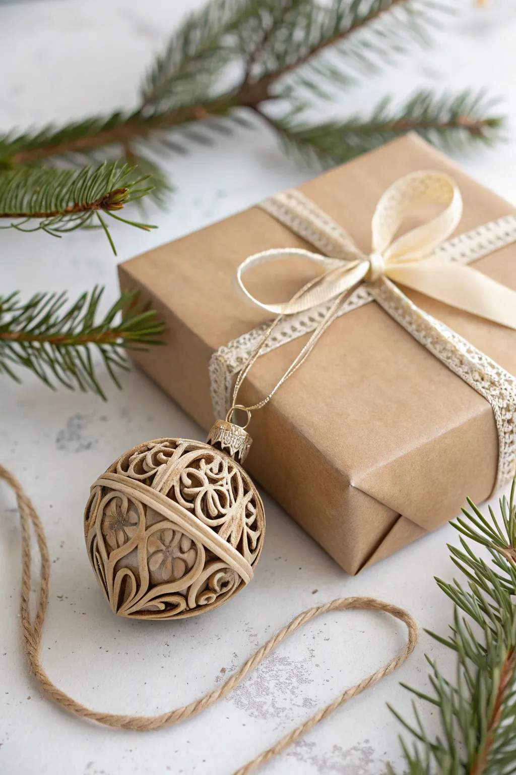 Add a touch of festive charm with handmade Christmas ornaments on your holiday gifts.