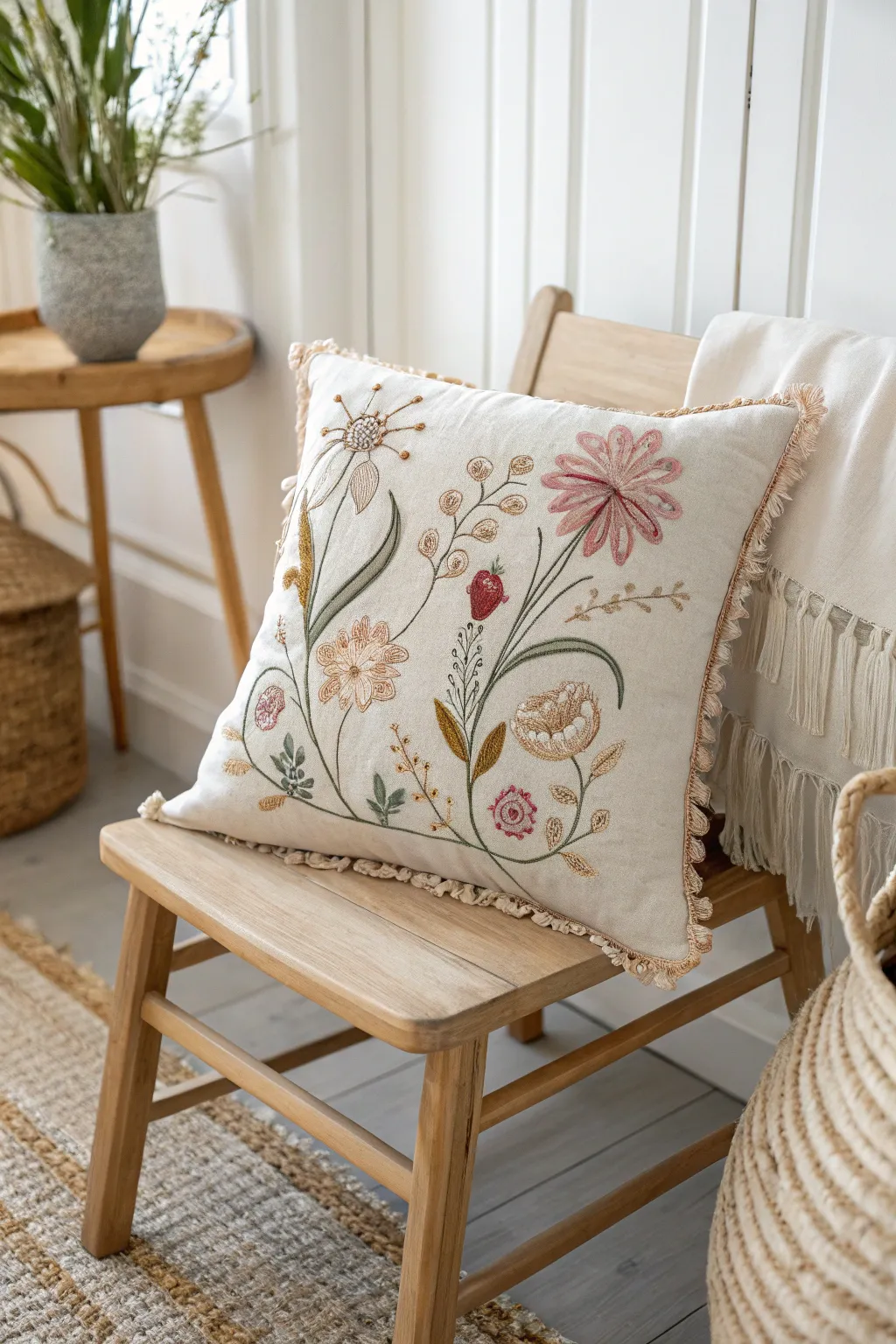 Elevate your space with the timeless elegance of handcrafted embroidery.